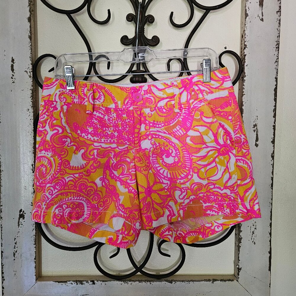 Lilly Pulitzer Woman`s Callahan Shorts pink and yellow size 4